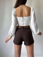 Crop Long Sleeved Blouse - Corset