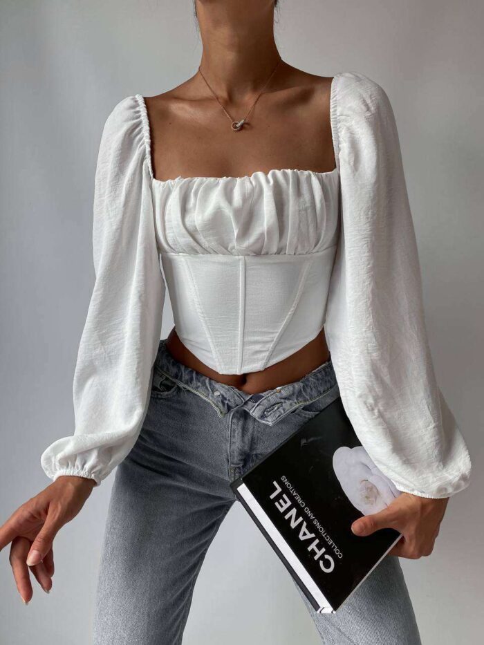 Crop Long Sleeved Blouse - Corset