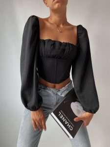 Crop Long Sleeved Blouse - Corset