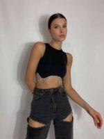 Crop top with grasshoppers