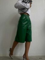 High waist imitation leather shorts ''Bermuda''