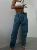 High waist denim trousers