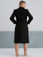 Midi length coat with belt, black