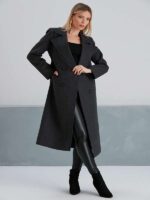 Midi coat with belt, gray