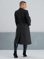 Midi coat with belt, gray