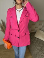 Oversize jacket with buttons, fuchsia