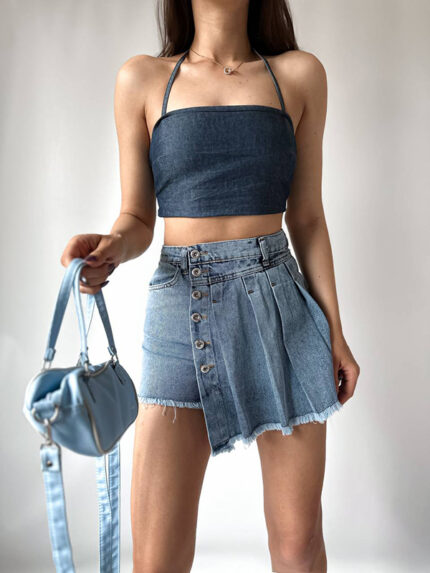 Blue denim shorts